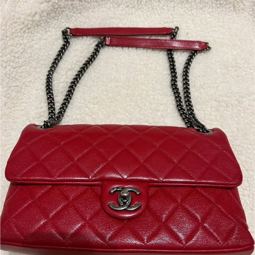 Chanel Classic Red Quilted Shoulder Bag